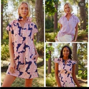 Never a wallflower Red and Blue Leaf Print dress